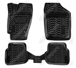 Ковры в салон (3D с подпятником) VW Polo SD (2010-) компл. 4 шт., (крепеж), высокий борт, полимерные, черные