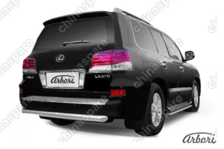 Защита заднего бампера d76 радиусная Arbori нерж. сталь для Lexus LX570 2012-2015