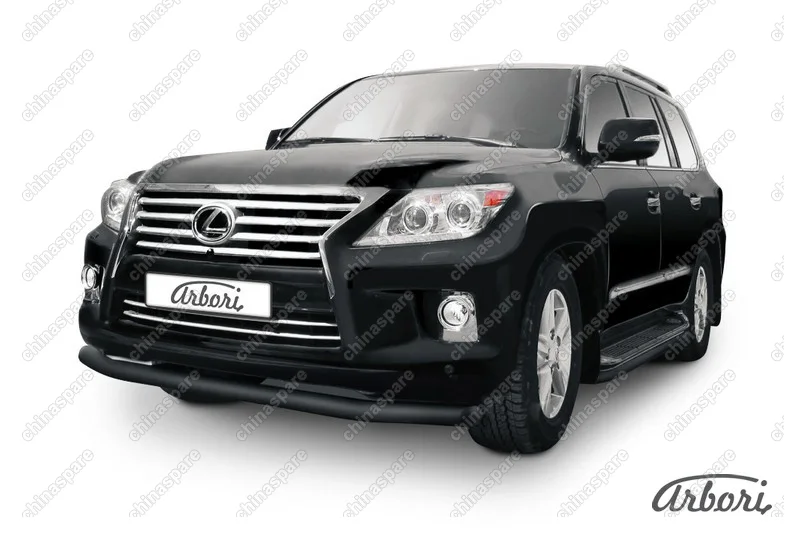 Защита переднего бампера d76 Arbori черн. для Lexus LX570 2012-2015