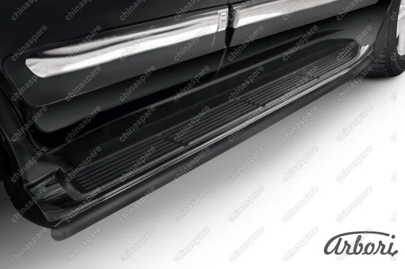 Защита штатного порога d42 Arbori черн. для Lexus LX570 2012-2015