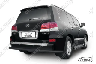 Защита заднего бампера d76 радиусная Arbori черн. для Lexus LX570 2012-2015