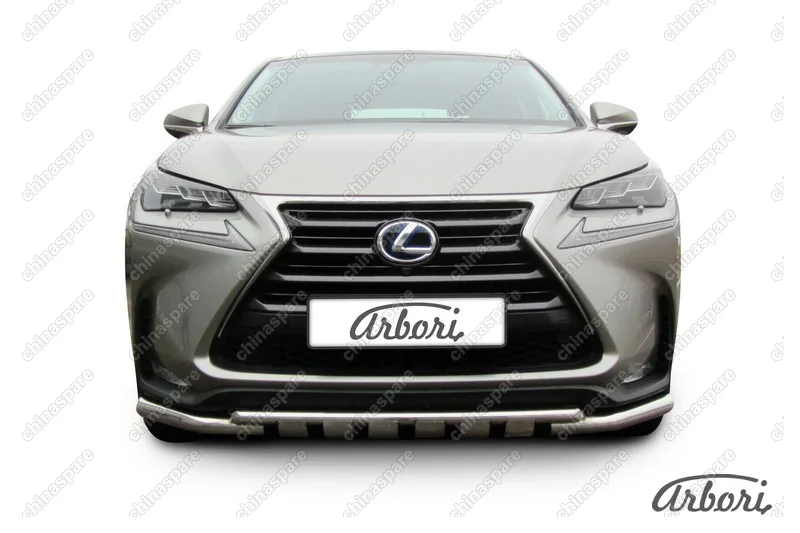 AFZDALNX02 Защита переднего бампера d57 с профильной ЗК Arbori нерж. сталь для LEXUS NX 2014-2017