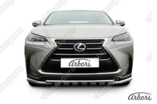 AFZDALNX02 Защита переднего бампера d57 с профильной ЗК Arbori нерж. сталь для LEXUS NX 2014-2017