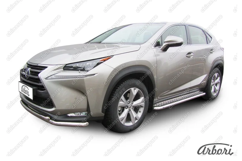 AFZDALNX08 Защита порогов d57 с листом усиленная Arbori нерж. сталь для LEXUS NX 2014-2017