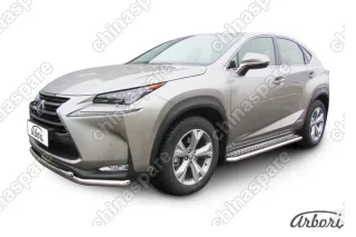 AFZDALNX08 Защита порогов d57 с листом усиленная Arbori нерж. сталь для LEXUS NX 2014-2017
