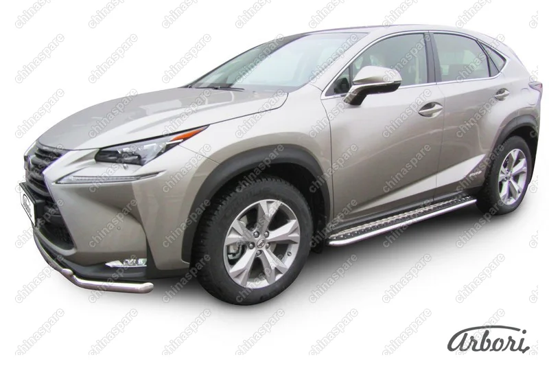 AFZDALNX09 Защита порогов d42 с листом усиленная Arbori нерж. сталь для LEXUS NX 2014-2017