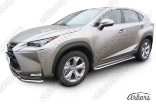 AFZDALNX09 Защита порогов d42 с листом усиленная Arbori нерж. сталь для LEXUS NX 2014-2017
