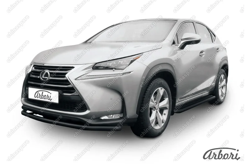 AFZDALNX05B Защита переднего бампера d57 радиусная Arbori черн. для LEXUS NX 2014-2017