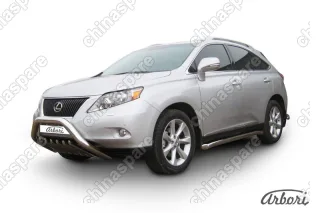 Кенгурятник d76 низкий с защитой картера Arbori нерж. сталь для Lexus RX350 2009-2012
