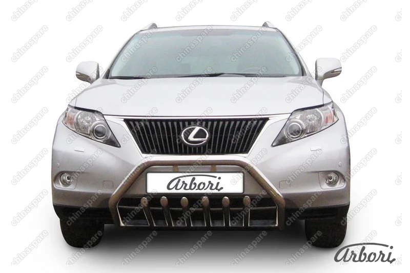 Кенгурятник d57 низкий с защитой картера Arbori нерж. сталь для Lexus RX350 2009-2012