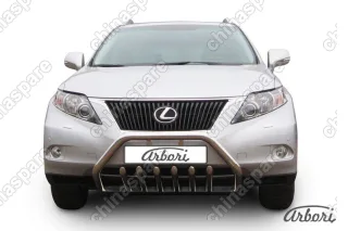 Кенгурятник d57 низкий с защитой картера Arbori нерж. сталь для Lexus RX350 2009-2012