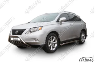 Кенгурятник d57 низкий с защитой картера Arbori нерж. сталь для Lexus RX350 2009-2012