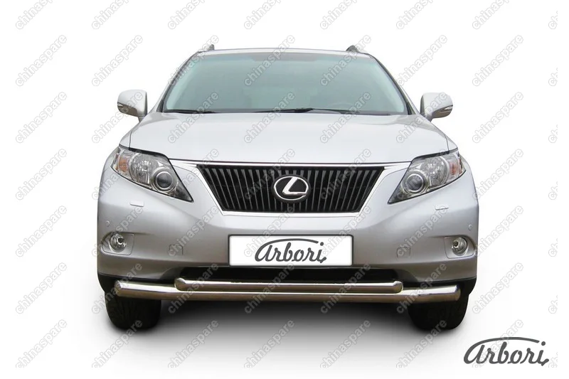 Защита переднего бампера d76+d57 двойная Arbori нерж. сталь для Lexus RX350 2009-2012