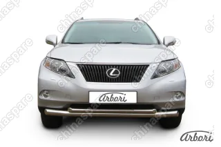 Защита переднего бампера d76+d57 двойная Arbori нерж. сталь для Lexus RX350 2009-2012