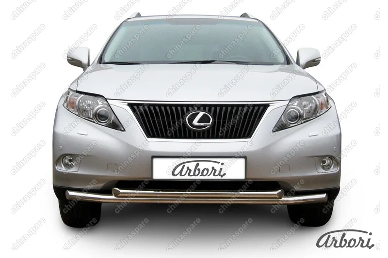 Защита переднего бампера d57+d57 двойная Arbori нерж. сталь для Lexus RX350 2009-2012