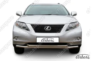 Защита переднего бампера d57+d57 двойная Arbori нерж. сталь для Lexus RX350 2009-2012