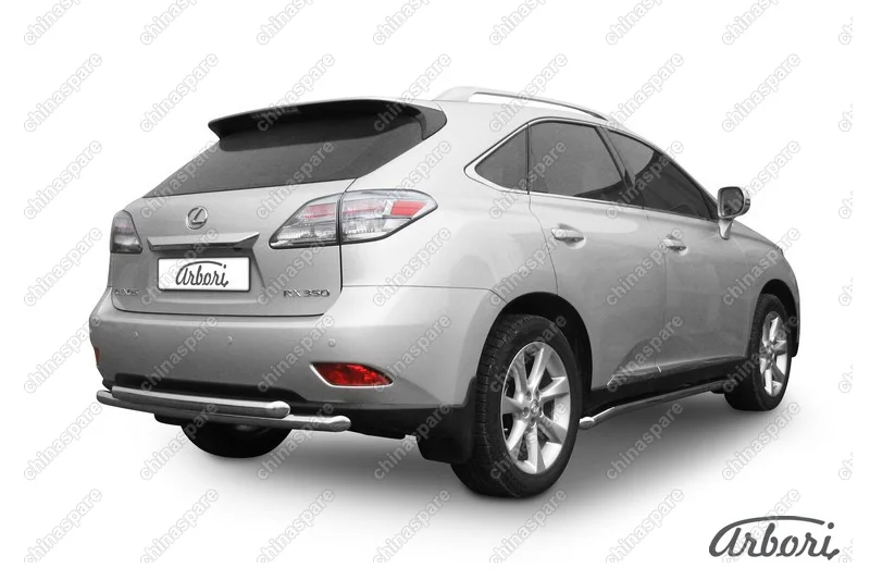 Защита заднего бампера d57+d57 двойная Arbori нерж. сталь для Lexus RX350 2009-2012