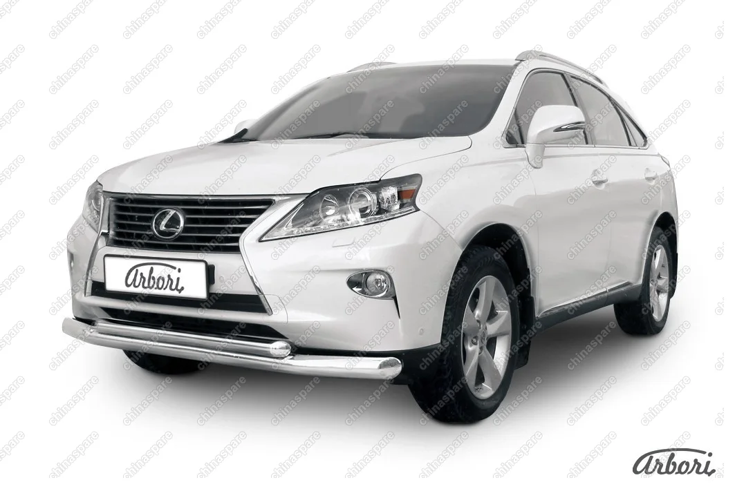 Защита переднего бампера d76+d57 двойная Arbori нерж. сталь для Lexus RX350/RX-270 2012-2015
