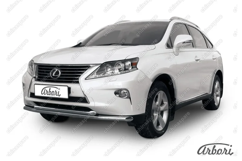 Защита переднего бампера d57+d57 двойная Arbori нерж. сталь для Lexus RX350/RX-270 2012-2015
