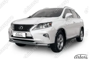 Защита переднего бампера d57+d57 двойная Arbori нерж. сталь для Lexus RX350/RX-270 2012-2015