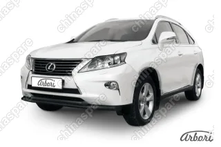 Защита переднего бампера d57+d57 двойная Arbori черн. для Lexus RX350/RX-270 2012-2015