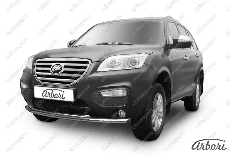 Защита переднего бампера D60+D60  X60 2011 Arbori нерж. сталь для LIFAN X60 2015-нв
