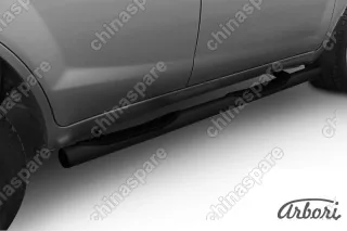 Защита порогов  d76 с проступями X60 2011  Arbori черн. для LIFAN X60 2015-нв