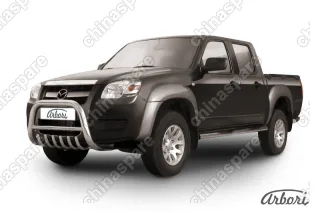 AFZDAMZB01 Кенгурятник d76 низкий с защитой картера Arbori нерж. сталь для Mazda BT-50 2006-2011