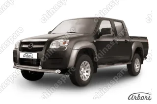 AFZDAMZB07 Защита переднего бампера d76+d57 двойная Arbori нерж. сталь для Mazda BT-50 2006-2011