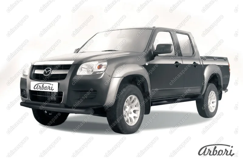 AFZDAMZB07B Защита переднего бампера d76+d57 двойная Arbori черн. для Mazda BT-50 2006-2011
