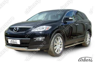 AFZDAMZCX903 Защита переднего бампера d57+d57 двойная Arbori нерж. сталь для Mazda CX-9 2007-2012