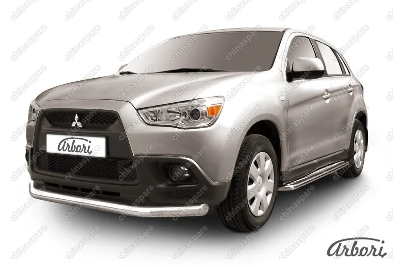 Защита переднего бампера d76 Arbori нерж. сталь для Mitsubishi ASX 2015-2018