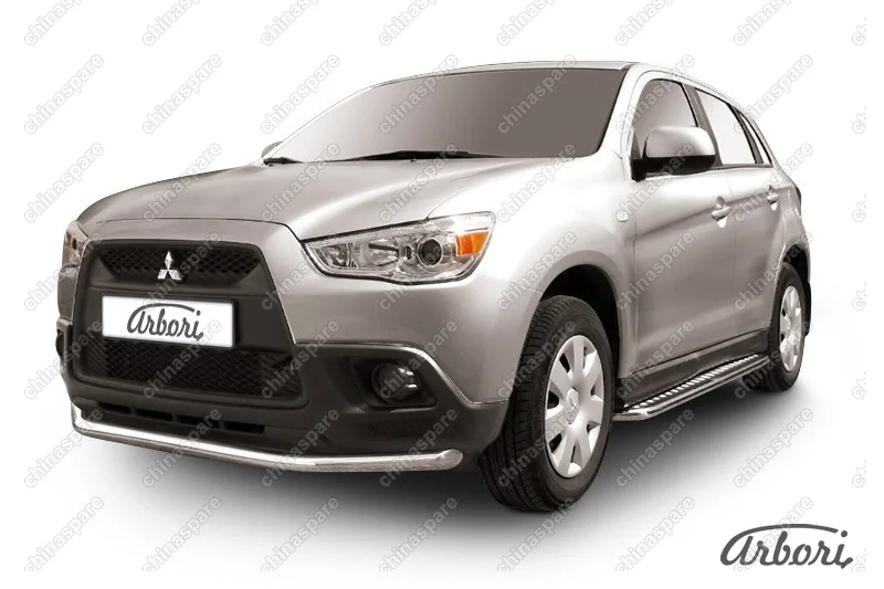 Защита переднего бампера d57 Arbori нерж. сталь для Mitsubishi ASX 2015-2018