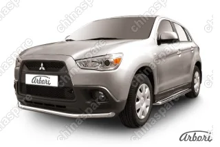 Защита переднего бампера d57 Arbori нерж. сталь для Mitsubishi ASX 2015-2018