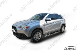Защита порогов d76 с проступями Arbori нерж. сталь для Mitsubishi ASX 2015-2018