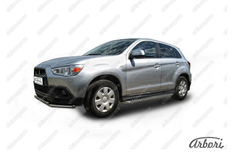 Защита порогов d42 с листом Arbori нерж. сталь для Mitsubishi ASX 2015-2018