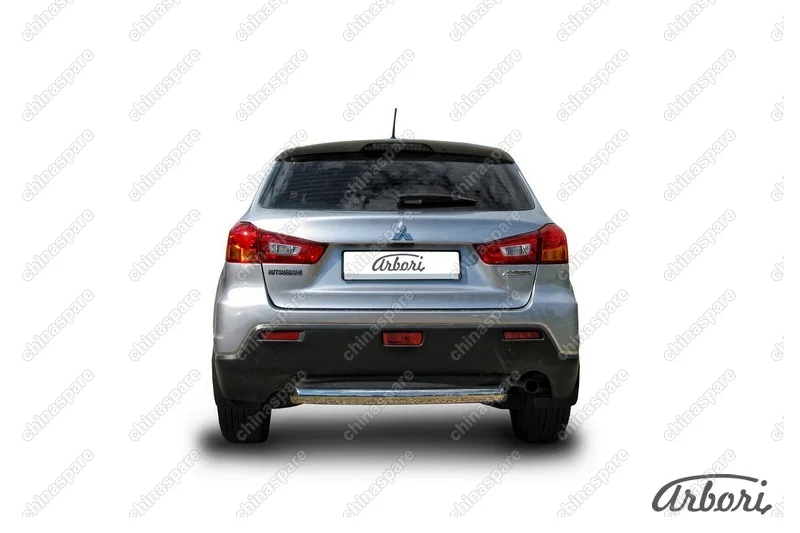 Защита заднего бампера d57 короткая Arbori нерж. сталь для Mitsubishi ASX 2015-2018