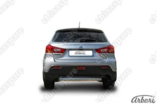 Защита заднего бампера d57 короткая Arbori нерж. сталь для Mitsubishi ASX 2015-2018