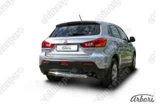 Защита заднего бампера d57 короткая Arbori нерж. сталь для Mitsubishi ASX 2015-2018