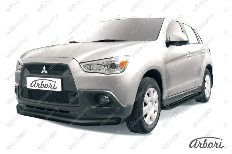 Защита переднего бампера d76 Arbori черн. для Mitsubishi ASX 2015-2018