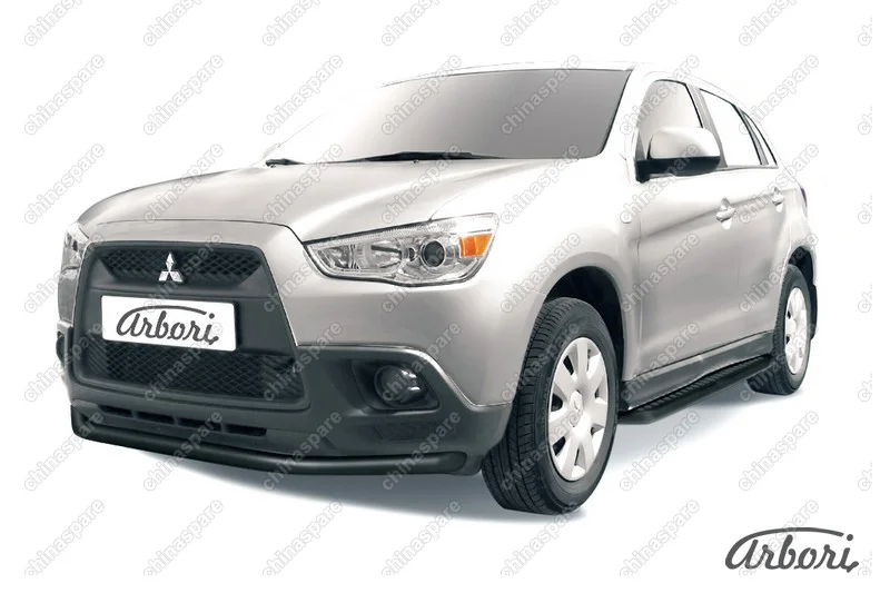 Защита переднего бампера d57 Arbori черн. для Mitsubishi ASX 2015-2018