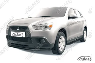 Защита переднего бампера d57 Arbori черн. для Mitsubishi ASX 2015-2018