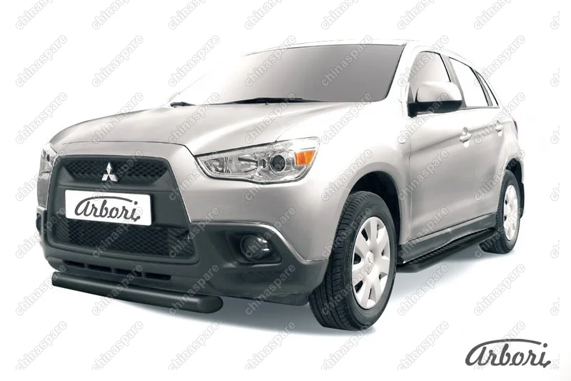 Защита переднего бампера d76 короткая Arbori черн. для Mitsubishi ASX 2015-2018