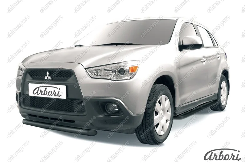 Защита переднего бампера d57 короткая Arbori черн. для Mitsubishi ASX 2015-2018