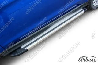 Комплект алюминиевых порогов Arbori Luxe Silver 1700 для MITSUBISHI ASX 2014-нв