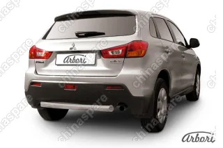 Защита заднего бампера d76 короткая Arbori нерж. сталь для Mitsubishi ASX 2015-2018