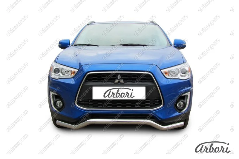 Защита переднего бампера d57 "волна" Arbori нерж. сталь для MITSUBISHI ASX 2014-нв