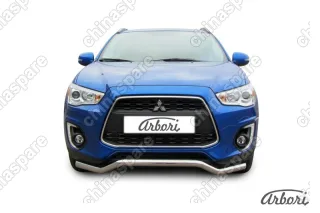 Защита переднего бампера d57 "волна" Arbori нерж. сталь для MITSUBISHI ASX 2014-нв