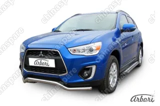 Защита переднего бампера d57 "волна" Arbori нерж. сталь для MITSUBISHI ASX 2014-нв