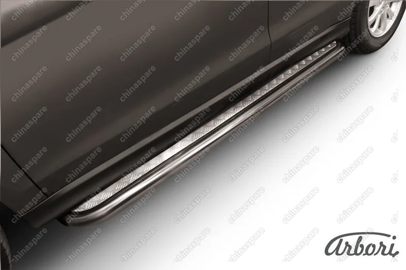 Защита порогов d42 с листом усиленная Arbori нерж. сталь для MITSUBISHI ASX 2014-нв